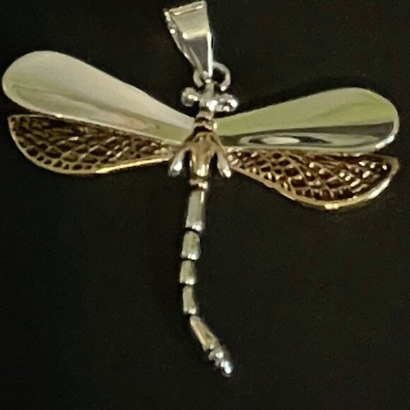 Sterling Silver 925 Two Tone Dragon Fly - Picture 3 of 4